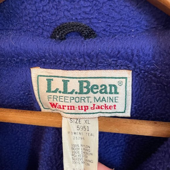 Vintage 80s LL Bean Warm Up Fleece Nylon Bomber Jacket Womens XL USA MADE - Picture 4 of 6